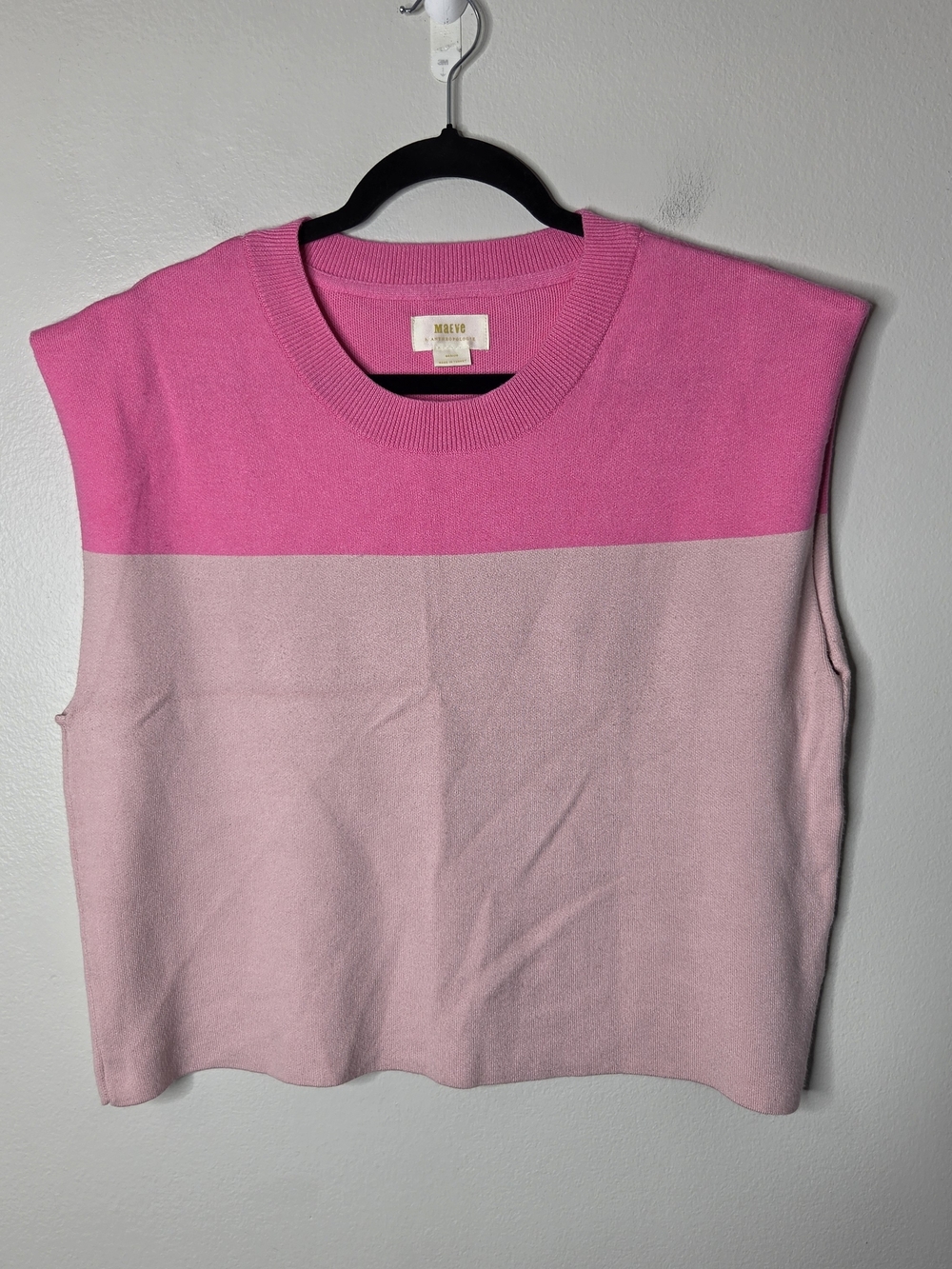 Maeve By Anthropologie Pink Two Toned Crop Sweater